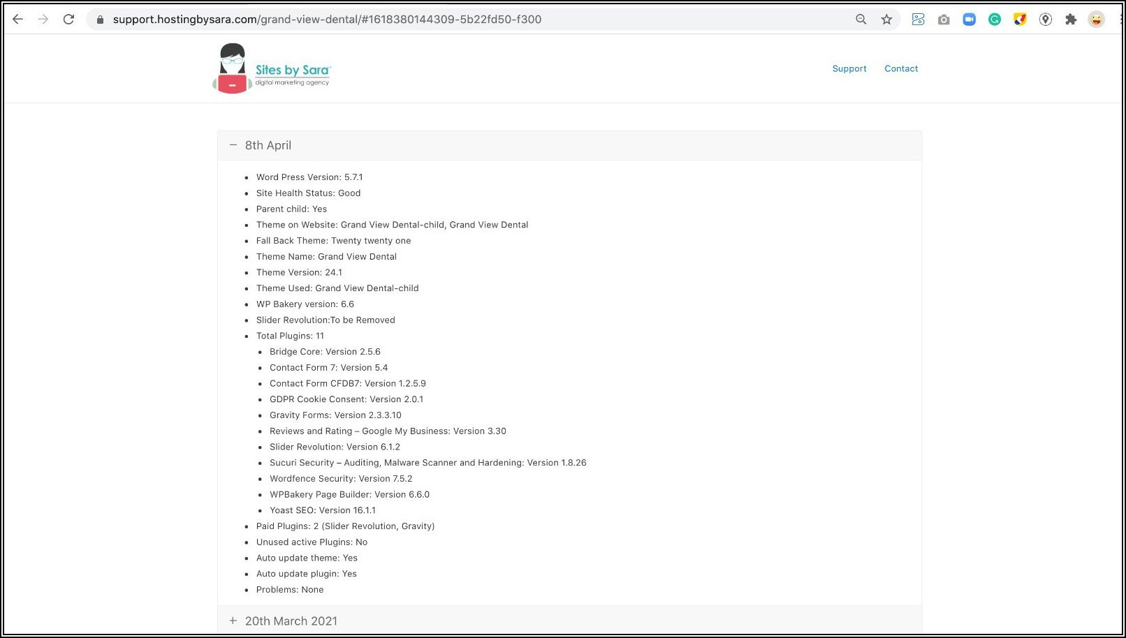 Access a private real-time Maintenance dashboard to see what updates are taking place on your website.